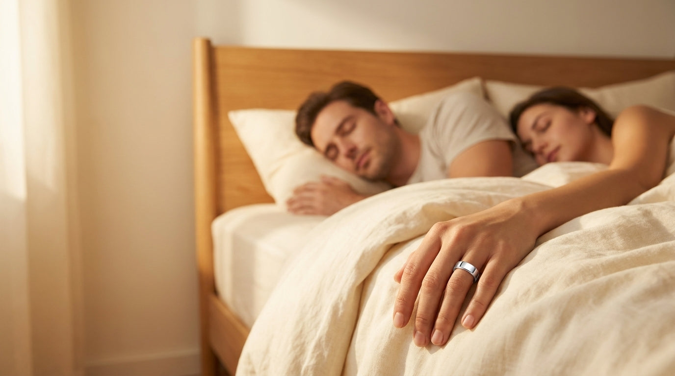 Couple sleeping peacefully — Hush Nights homepage hero